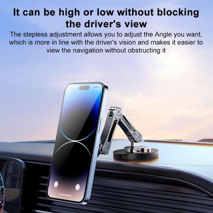 360 Degree Rotating Adhesive Magnetic Car Holder, Type:2-folding