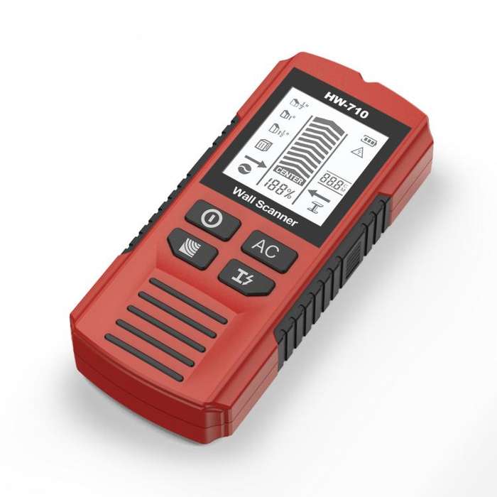 HW-710 5-in-1 Wall Scanner Metal Detector Stud Finder Measuring Instrument(Red)