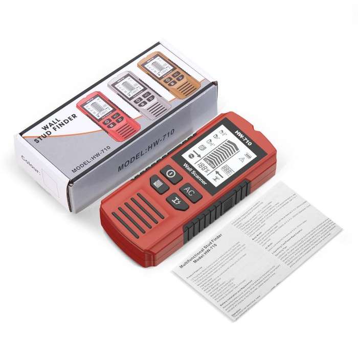 HW-710 5-in-1 Wall Scanner Metal Detector Stud Finder Measuring Instrument(Red)