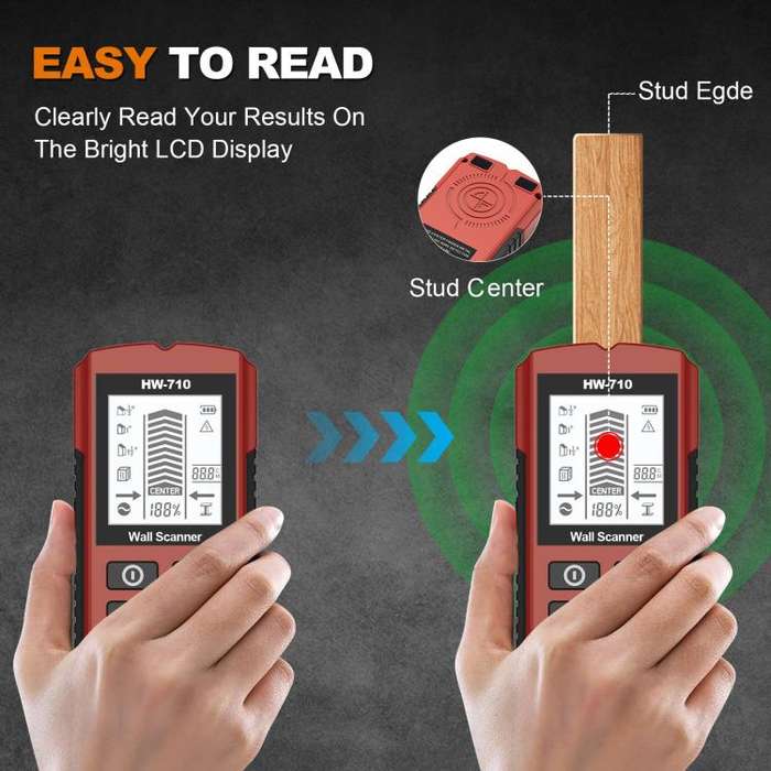 HW-710 5-in-1 Wall Scanner Metal Detector Stud Finder Measuring Instrument(Red)