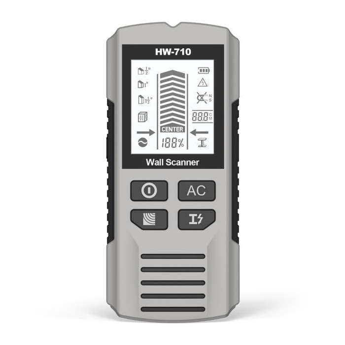 HW-710 5-in-1 Wall Scanner Metal Detector Stud Finder Measuring Instrument(Silver)