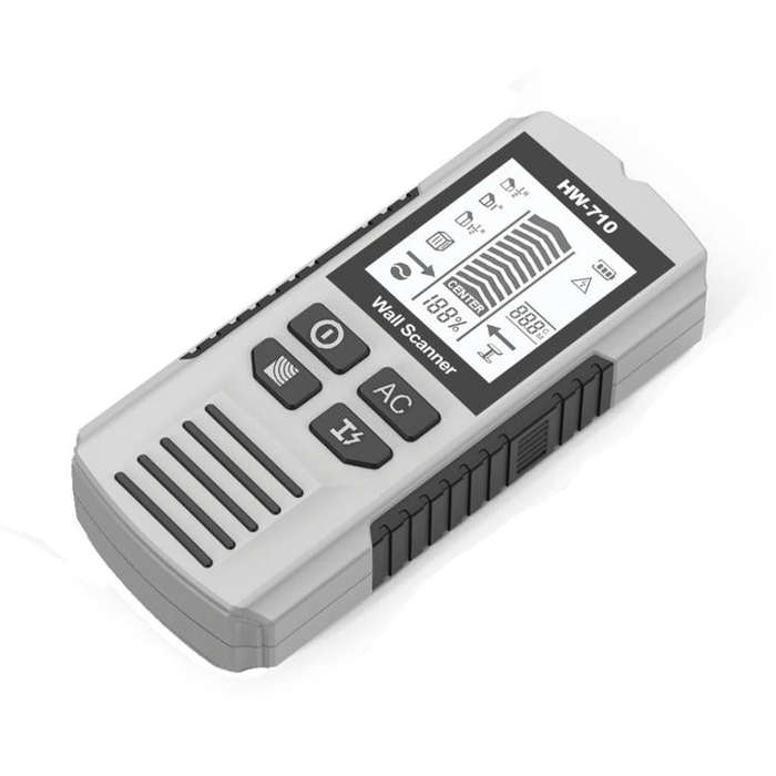 HW-710 5-in-1 Wall Scanner Metal Detector Stud Finder Measuring Instrument(Silver)
