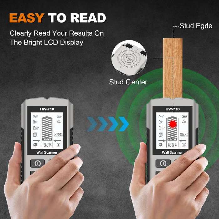 HW-710 5-in-1 Wall Scanner Metal Detector Stud Finder Measuring Instrument(Silver)