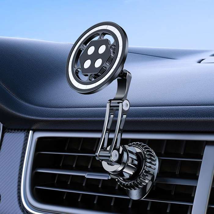 17mm Universal Ball MagSafe Magnetic Adapter Car Phone Holder Base, Type:C5 Hexagonal Black