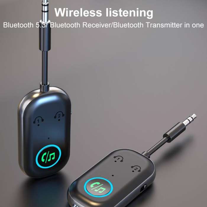 BR08T 2 in 1 Car Bluetooth AUX Receiver Transmitter Bluetooth Audio Adapter(Black)