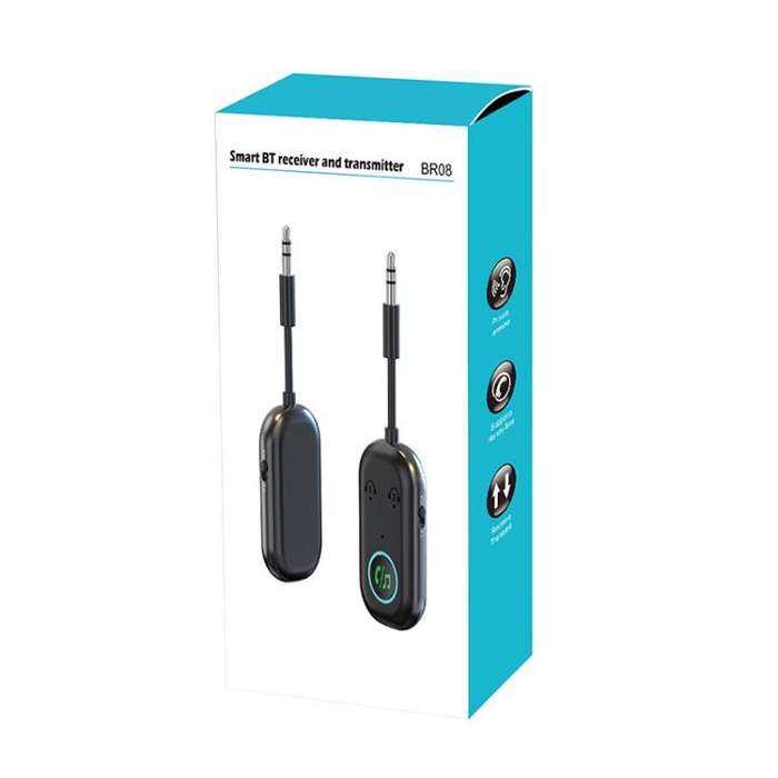 BR08T 2 in 1 Car Bluetooth AUX Receiver Transmitter Bluetooth Audio Adapter(Black)