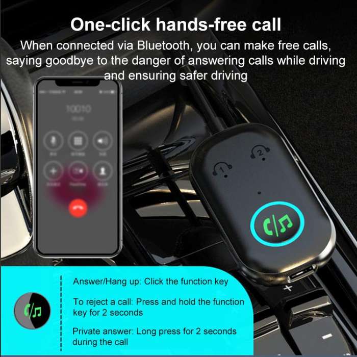 BR08T 2 in 1 Car Bluetooth AUX Receiver Transmitter Bluetooth Audio Adapter(Black)