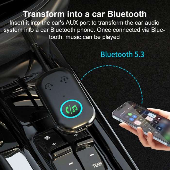 BR08T 2 in 1 Car Bluetooth AUX Receiver Transmitter Bluetooth Audio Adapter(Black)