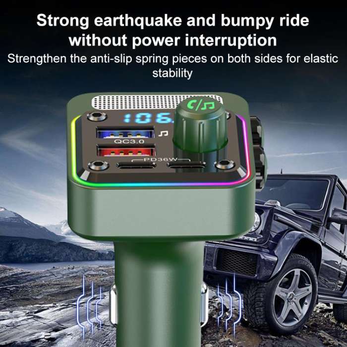 BC91 Car Bluetooth Hands-free Calling PD36W Fast Charging with Atmosphere Light(Black)