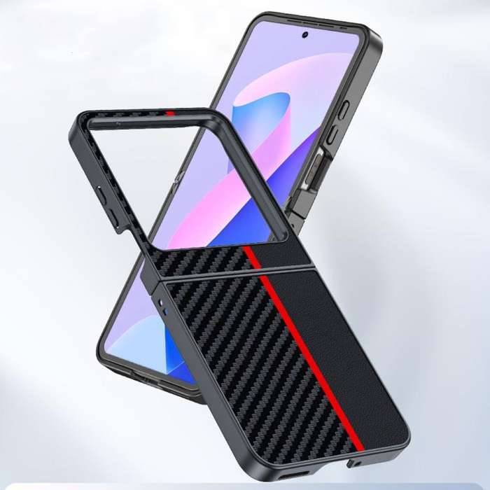 For Infinix Zero Flip India Ultra-thin Carbon Fiber Texture Printing Phone Case(Black Blue)
