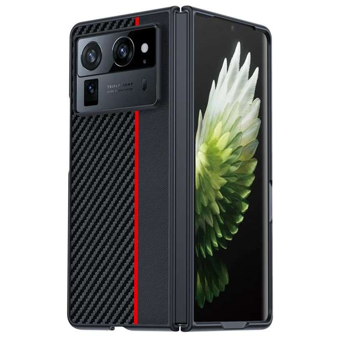 For Tecno Phantom V Fold2 Ultra-thin Carbon Fiber Texture Printing Phone Case(Black Red)