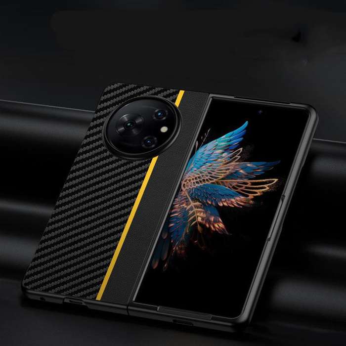For Tecno Phantom V Fold Ultra-thin Carbon Fiber Texture Printing Phone Case(Black)