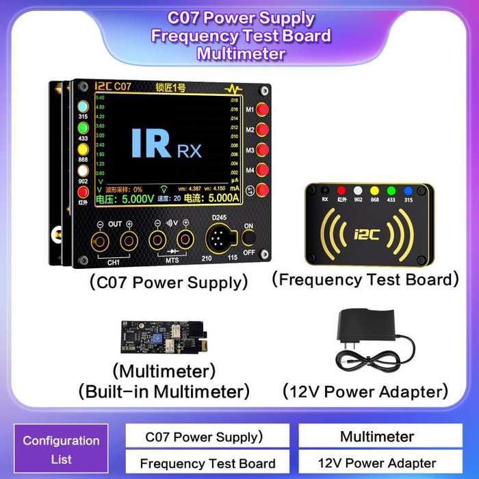 i2C C07 Locksmith No.1 Remote Control Frequency Tester Multimeter, Plug: EU Plug(Configuration 2)