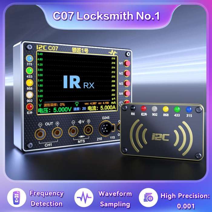 i2C C07 Locksmith No.1 Remote Control Frequency Tester Multimeter, Plug: EU Plug(Configuration 1)