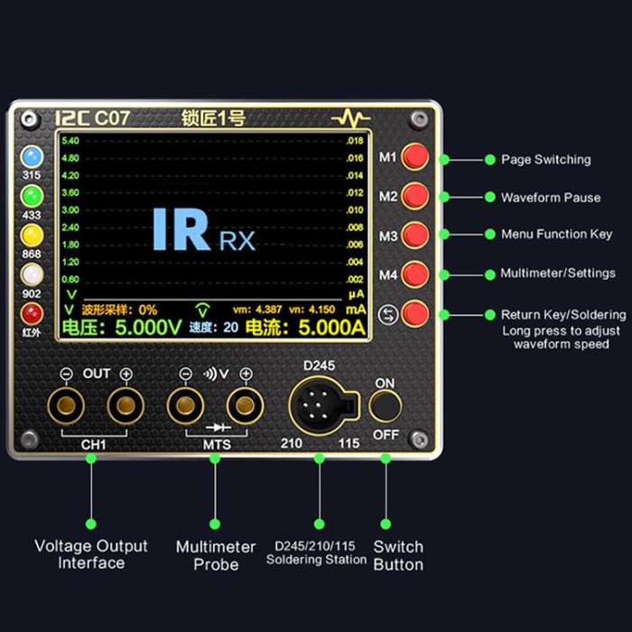 i2C C07 Locksmith No.1 Remote Control Frequency Tester Multimeter, Plug: EU Plug(Configuration 2)