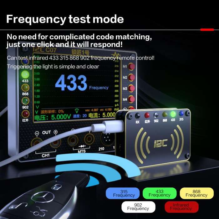 i2C C07 Locksmith No.1 Remote Control Frequency Tester Multimeter, Plug: EU Plug(Configuration 2)