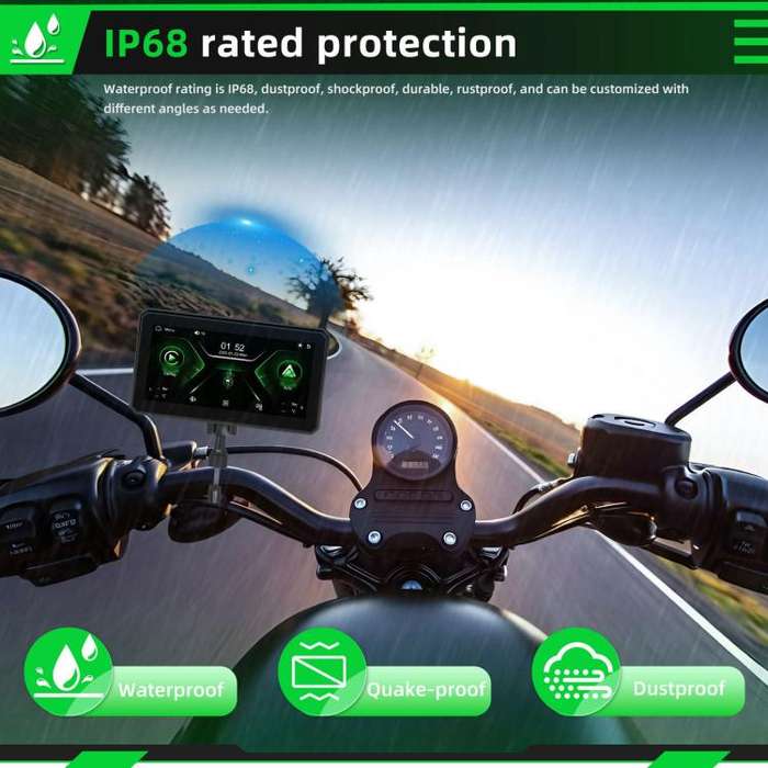 6 inch Motorcycle Wireless CarPlay and Android Auto Display Screen Navigator(Black)