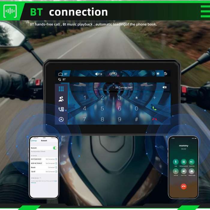 6 inch Motorcycle Wireless CarPlay and Android Auto Display Screen Navigator(Black)