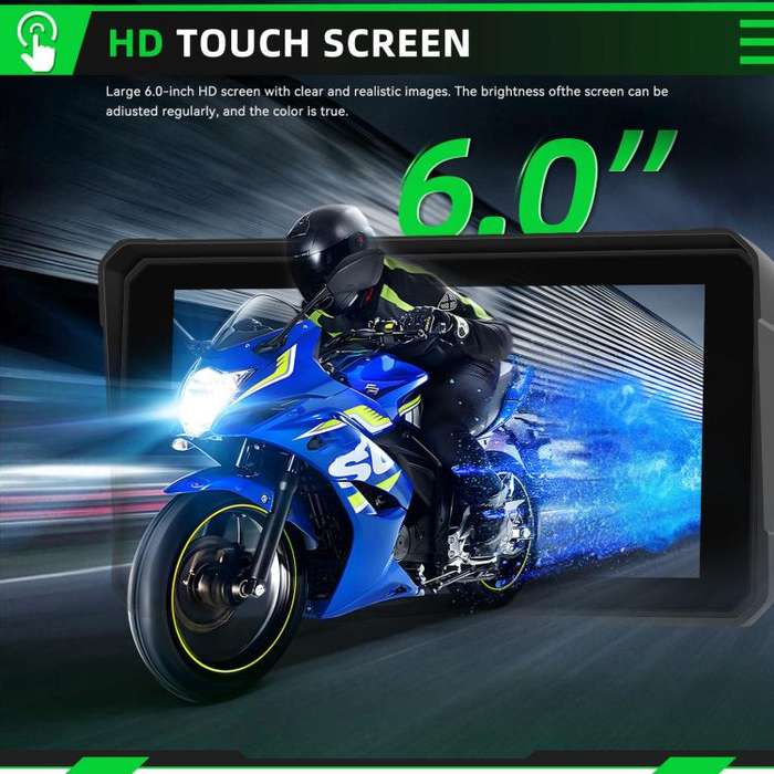 6 inch Motorcycle Wireless CarPlay and Android Auto Display Screen Navigator(Black)