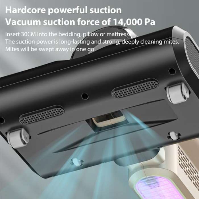 14000Pa 2 in 1 Household Handheld Wireless Mite Remover UV Sterilization Vacuum Cleaner(White)