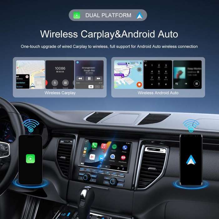 Car CarPlay and Android Auto Wired to Wireless Smart Box USB Adapter(Black)