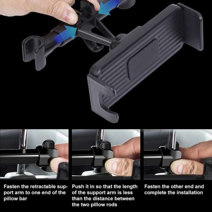 ZY-TZ04P Car Headrest Phone & Tablet Holder(Black)