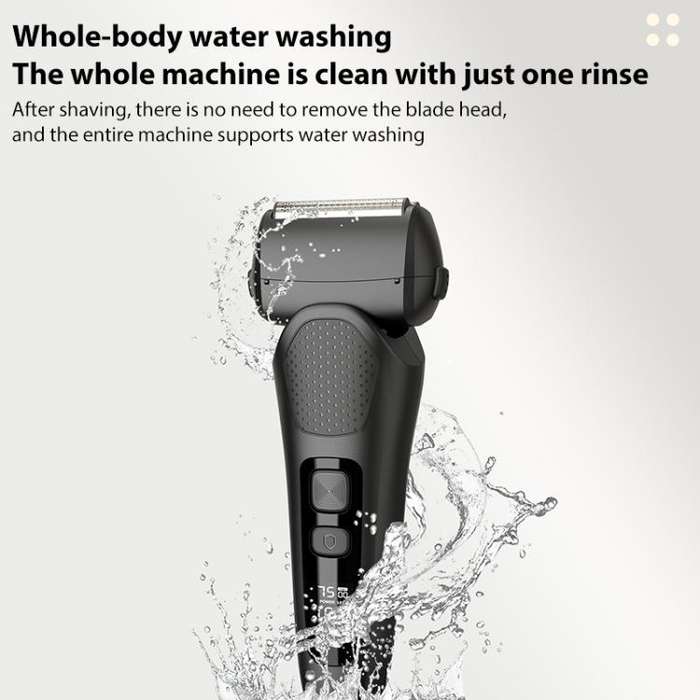 Full Body Washable LED Digital Display Reciprocating Electric Shaver(Gun Fight Black)