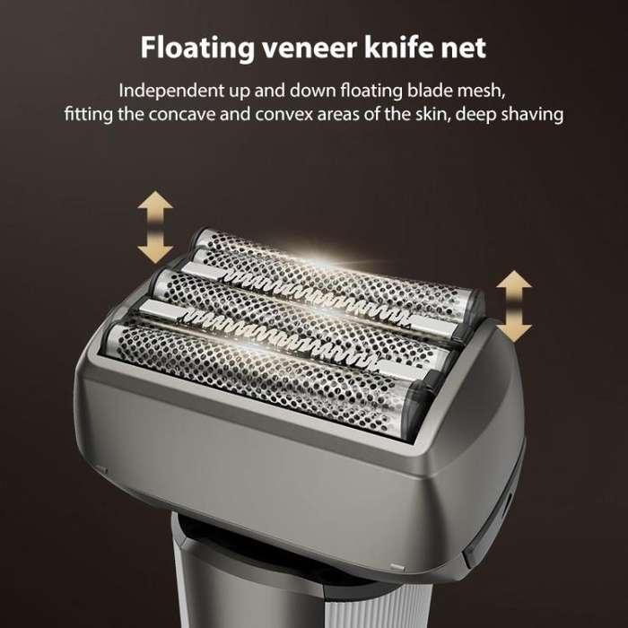 Five-blade Full Body Washable LED Digital Display Reciprocating Electric Shaver(Grey)