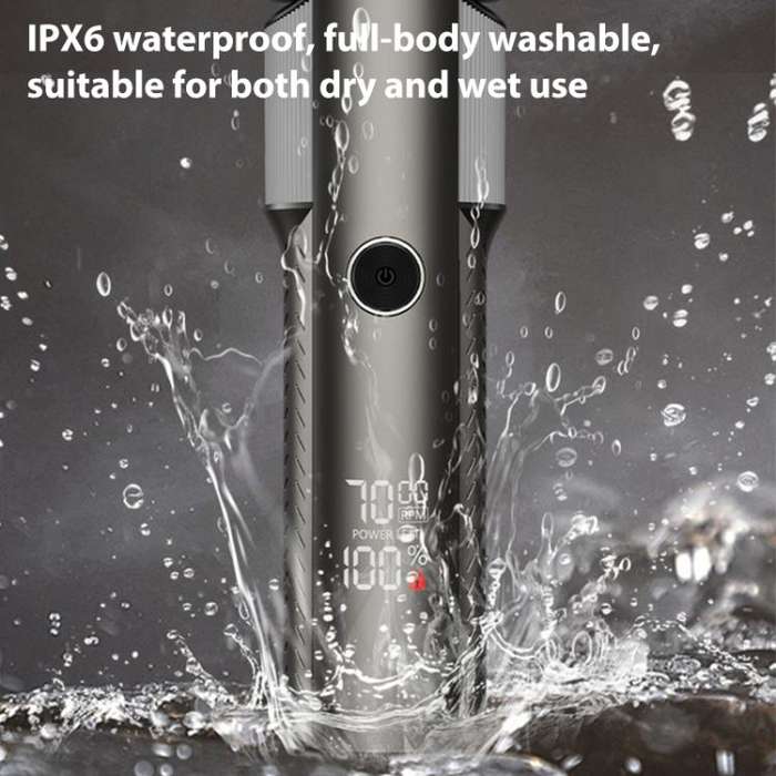 Five-blade Full Body Washable LED Digital Display Reciprocating Electric Shaver(Grey)