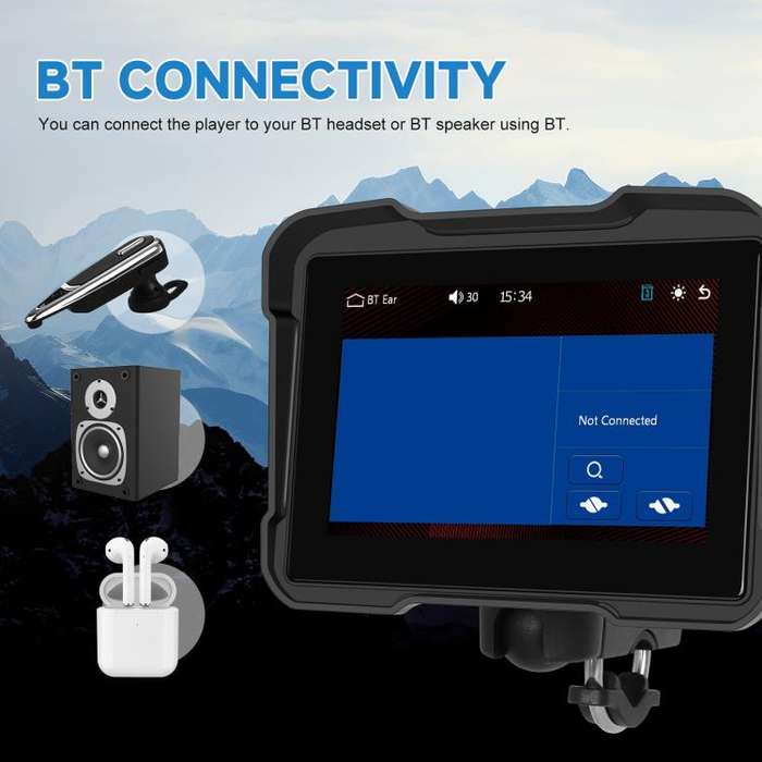 Motorcycle Wireless CarPlay and Android Auto 5 inch HD Screen Waterproof Navigator(Black)