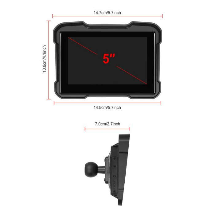 Motorcycle Wireless CarPlay and Android Auto 5 inch HD Screen Waterproof Navigator(Black)