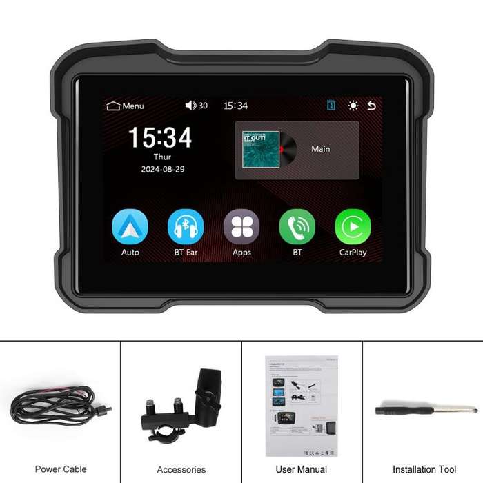 Motorcycle Wireless CarPlay and Android Auto 5 inch HD Screen Waterproof Navigator(Black)
