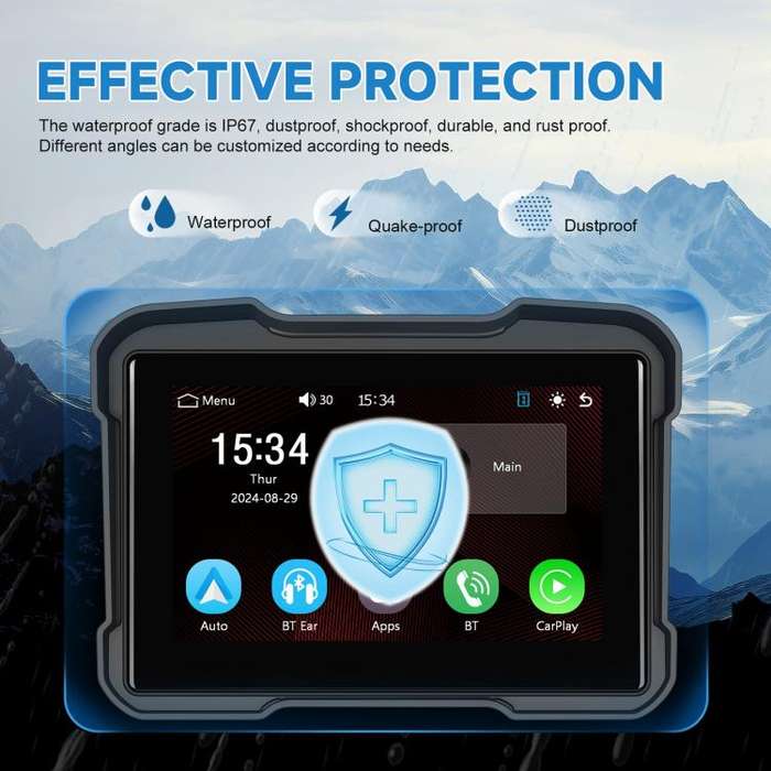 Motorcycle Wireless CarPlay and Android Auto 5 inch HD Screen Waterproof Navigator(Black)