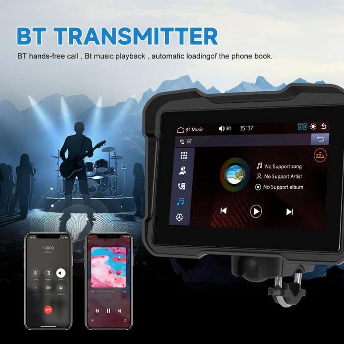 Motorcycle Wireless CarPlay and Android Auto 5 inch HD Screen Waterproof Navigator(Black)