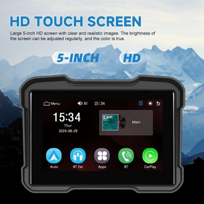 Motorcycle Wireless CarPlay and Android Auto 5 inch HD Screen Waterproof Navigator(Black)