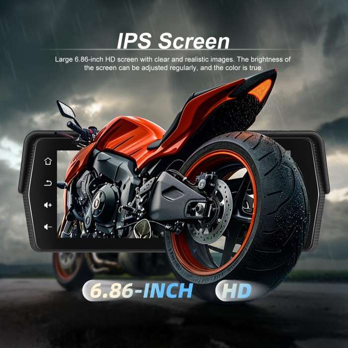 Portable Motorcycle Wireless CarPlay and Android Auto 6.86 inch HD Screen Waterproof Navigator(Bl...