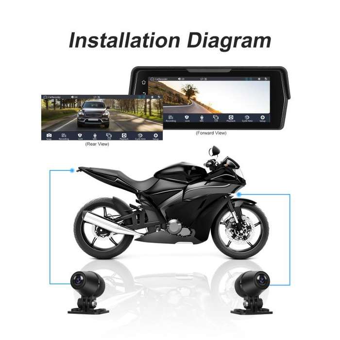 Portable Motorcycle Wireless CarPlay and Android Auto 6.86 inch HD Screen Waterproof Navigator(Bl...