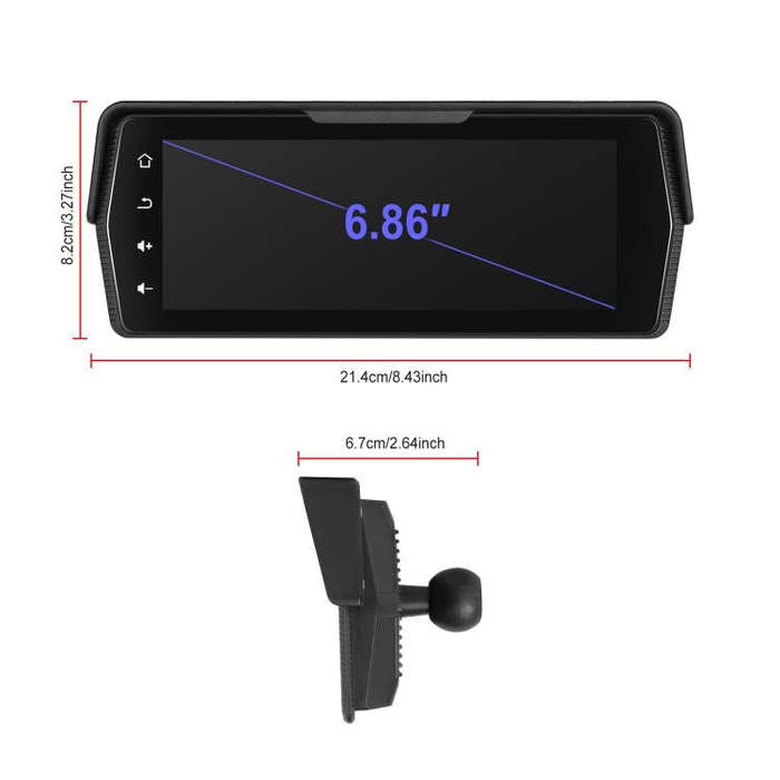 Portable Motorcycle Wireless CarPlay and Android Auto 6.86 inch HD Screen Waterproof Navigator(Bl...