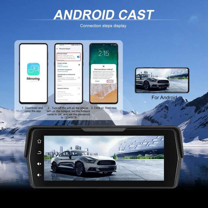 Portable Motorcycle Wireless CarPlay and Android Auto 6.86 inch HD Screen Waterproof Navigator(Bl...
