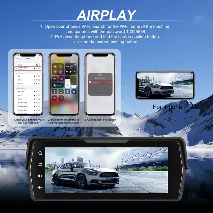 Portable Motorcycle Wireless CarPlay and Android Auto 6.86 inch HD Screen Waterproof Navigator(Bl...
