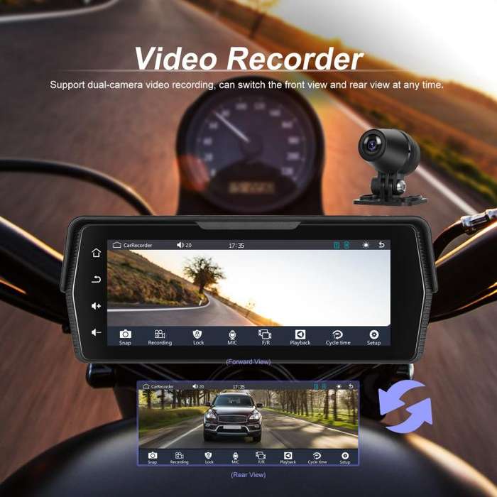 Portable Motorcycle Wireless CarPlay and Android Auto 6.86 inch HD Screen Waterproof Navigator(Bl...