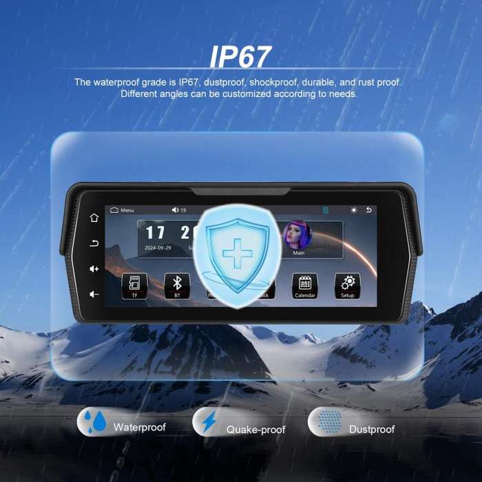 Portable Motorcycle Wireless CarPlay and Android Auto 6.86 inch HD Screen Waterproof Navigator(Bl...