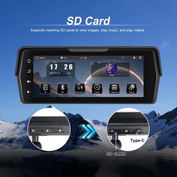 Portable Motorcycle Wireless CarPlay and Android Auto 6.86 inch HD Screen Waterproof Navigator(Bl...