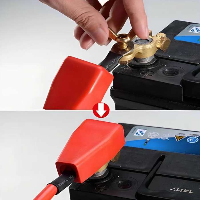 2pcs/Pack Car Battery Wire Terminal Protection Cover Battery Positive Negative Top Post Cap(Black...