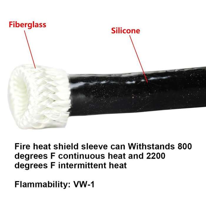 Silicone Fiberglass Fireproof Heat Shield Protective Sleeve Car Line Insulation Protection Cover,...