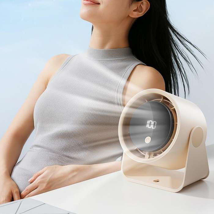 FS-22 Digital Display 100-speed Desktop Air Circulation Electric Fan(Beige)