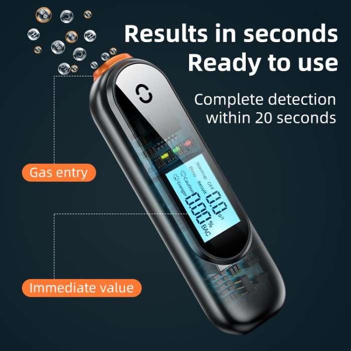 AM02 Smart Digital Display High Sensitivity Alcohol Tester(Black Orange)