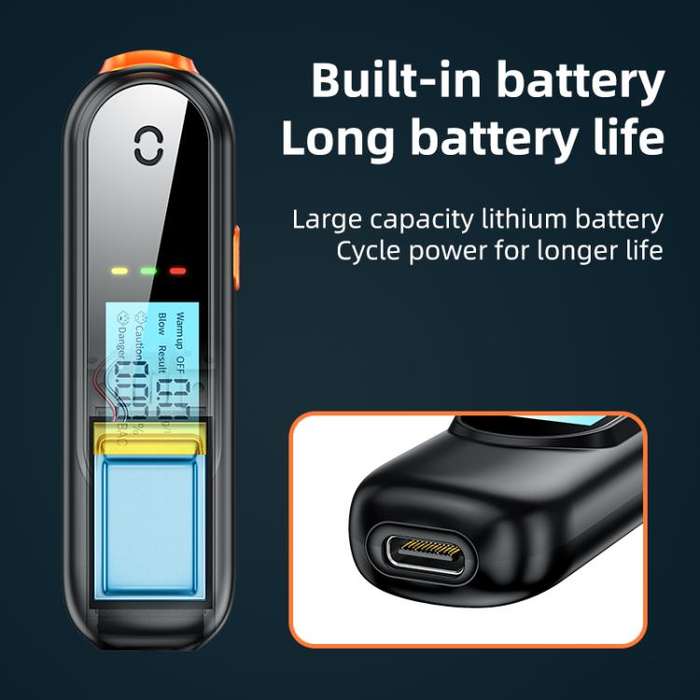 AM02 Smart Digital Display High Sensitivity Alcohol Tester(Black Orange)