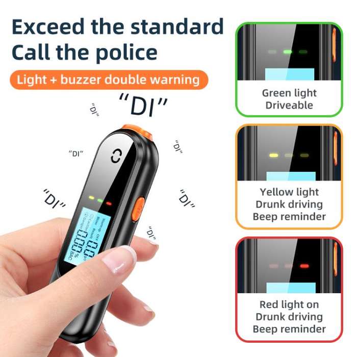AM02 Smart Digital Display High Sensitivity Alcohol Tester(Black Orange)