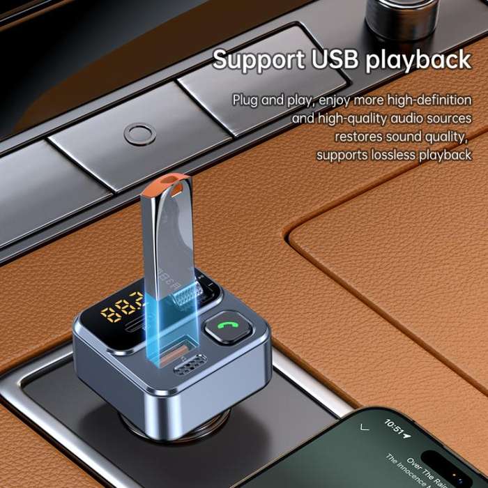 S2 Car Wireless MP3 Player Car Charger(Blue Black)
